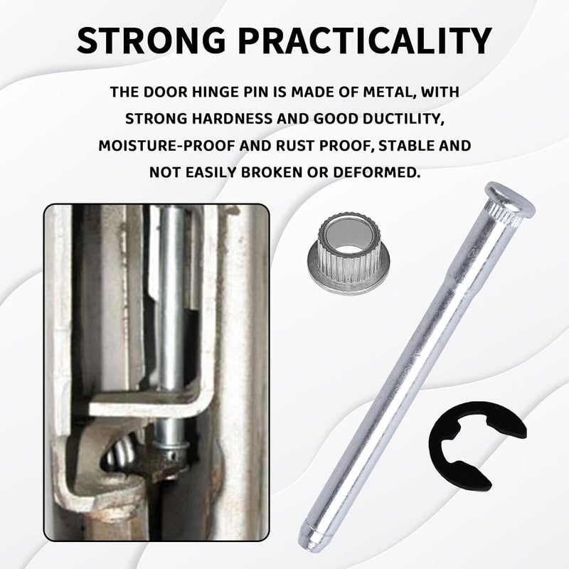 UZZH 16 PCS Car Door Hinge Pin Kit for 1988-2002 Chevy GMC C1500 C2500 K1500 K2500 K3500, Door Hinge Roll Pins and Bushing Repair Kits (4 pins 2 Door) with E-Ring Clamp - Image 4